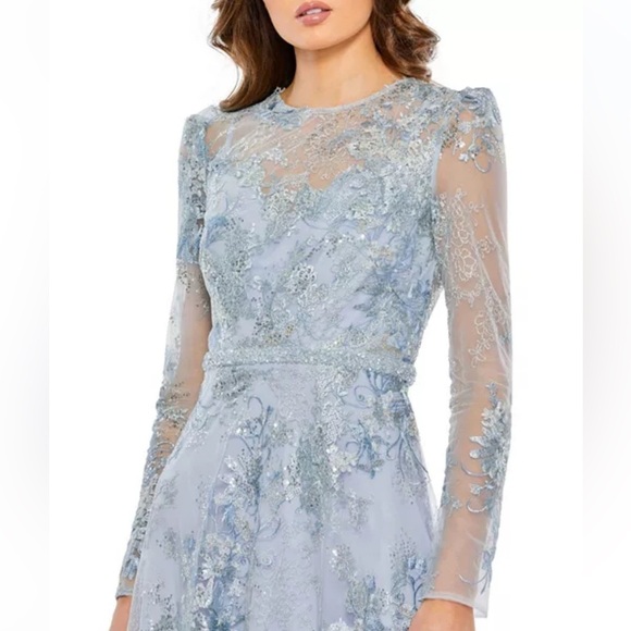 Mac Duggal Light Blue Floral Maxi Dress - Picture 2 of 12
